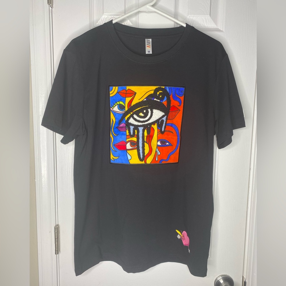 Black trendy short sleeve t shirt